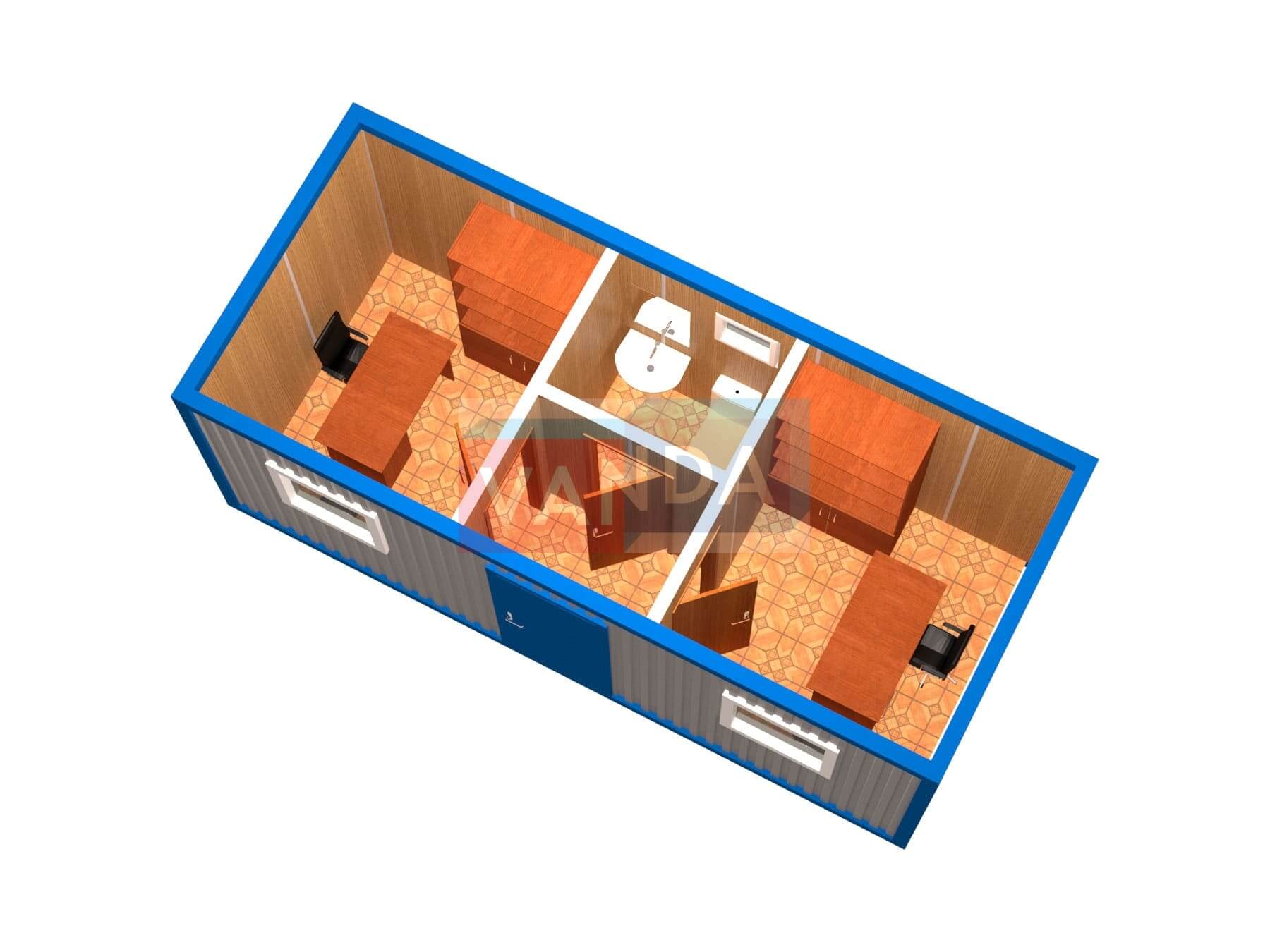 Офисный блок-контейнер с двумя комнатами №10 (вариант 3)